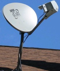 Satellietschotel op een dak